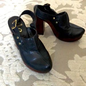 Colleen Cordero Black Sling Back Platform Mule Size 6